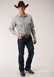 Roper Mens Long Sleeve Snap Charcoal And White Stripe Western Shirt - Roper