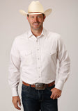 Roper Mens Long Sleeve Snap White Diamond Stripe Tone On Tone Western Shirt - Roper