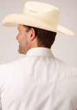Roper Mens Long Sleeve Snap White Diamond Stripe Tone On Tone Western Shirt - Roper
