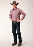 Roper Mens Long Sleeve Snap Crosshatch Squares Tone On Tone Western Shirt - Roper