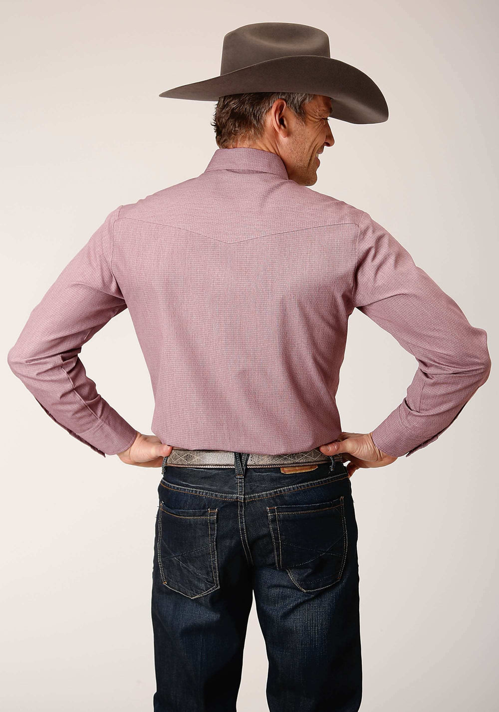 Roper Mens Long Sleeve Snap Crosshatch Squares Tone On Tone Western Shirt - Roper - Flyclothing LLC