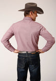 Roper Mens Long Sleeve Snap Crosshatch Squares Tone On Tone Western Shirt - Roper