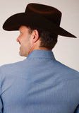 Roper Mens Long Sleeve Snap Crosshatch Squares Tone On Tone Western Shirt - Roper