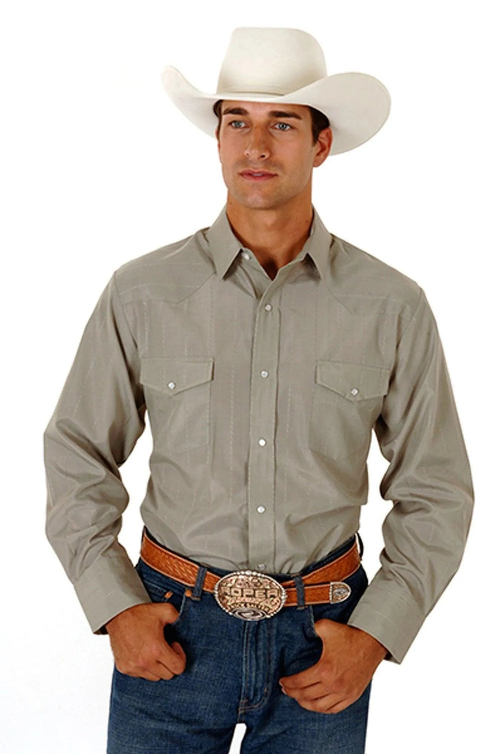 ROPER MENS LODEN TONE ON TONE LONG SLEEVE SNAP WESTERN SHIRT - Roper