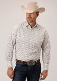 Roper Mens Long Sleeve Snap Brown And Blue Wallpaper Stripe Western Shirt Tall Fit - Roper