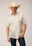 Roper Mens Short Sleeve Snap Vintage Wheat Print Western Shirt - Roper