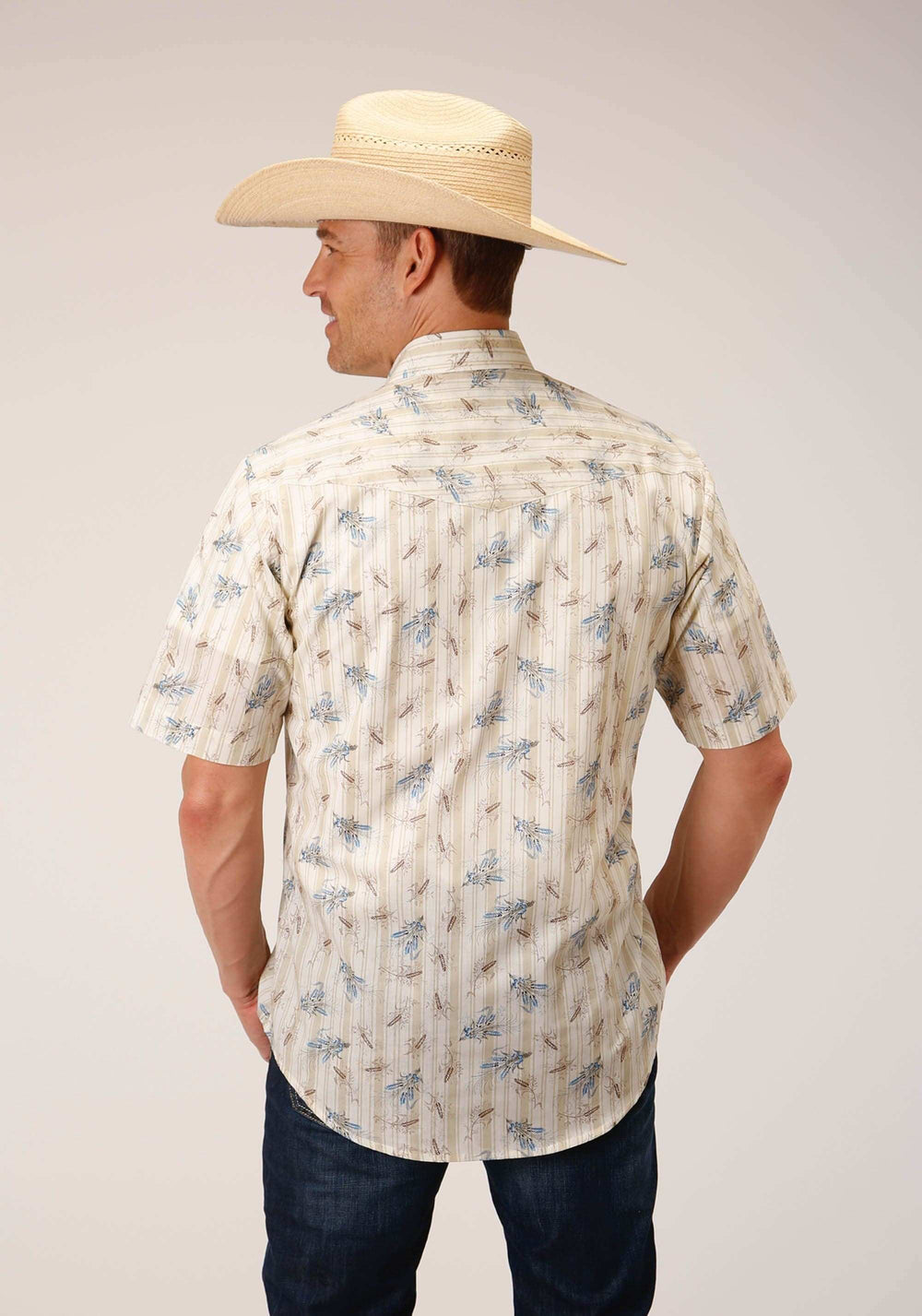 Roper Mens Short Sleeve Snap Vintage Wheat Print Western Shirt - Roper - Flyclothing LLC
