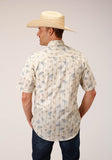 Roper Mens Short Sleeve Snap Vintage Wheat Print Western Shirt - Roper