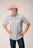 Roper Mens Short Sleeve Snap Multi Blue Mini Floral Print Western Shirt - Roper