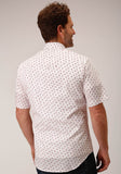 Roper Mens Short Sleeve Snap White And Red Floral Print Western Shirt - Roper