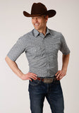 Roper Mens Short Sleeve Snap Navy And Cream Floral Print Western Shirt - Roper