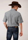 Roper Mens Short Sleeve Snap Navy And Cream Floral Print Western Shirt - Roper