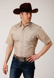 Roper Mens Short Sleeve Snap Beige And Rust Vintage Floral Print Western Shirt - Roper