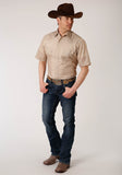 Roper Mens Short Sleeve Snap Beige And Rust Vintage Floral Print Western Shirt - Roper
