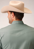Roper Mens Short Sleeve Snap Solid Broadcloth Dusty Green Western Shirt - Roper