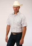 Roper Mens Brown And Grey Wide Stripe Short Sleeve Snap Western Western - Roper - Flyclothing LLC