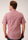 Roper Mens Short Sleeve Snap Red And Multi Colored Small Scale Western Shirt - Roper