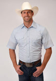 Roper Mens Blue And White Stripe Short Sleeve Snap Western Western - Roper