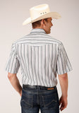 Roper Mens Short Sleeve Snap Ltgy Charcoal White Stripe Western Shirt - Roper