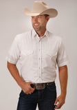 Roper Mens Short Sleeve Snap White Diamond Stripe Tone On Tone Western Shirt - Roper