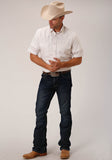 Roper Mens Short Sleeve Snap White Diamond Stripe Tone On Tone Western Shirt - Roper