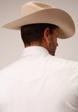 Roper Mens Short Sleeve Snap White Diamond Stripe Tone On Tone Western Shirt - Roper