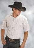 ROPER MENS WHIT TONE ON TONE SHORT SLEEVE SNAP WESTERN SHIRT - Roper