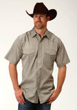Roper Mens Green Tone On Ton Short Sleeve Snap Western Shirt - Roper