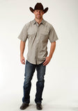 Roper Mens Green Tone On Ton Short Sleeve Snap Western Shirt - Roper
