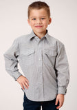 Roper Boys Long Sleeve Snap Grey And White Print Western Shirt - Roper