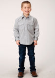 Roper Boys Long Sleeve Snap Grey And White Print Western Shirt - Roper