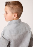 Roper Boys Long Sleeve Snap Grey And White Print Western Shirt - Roper