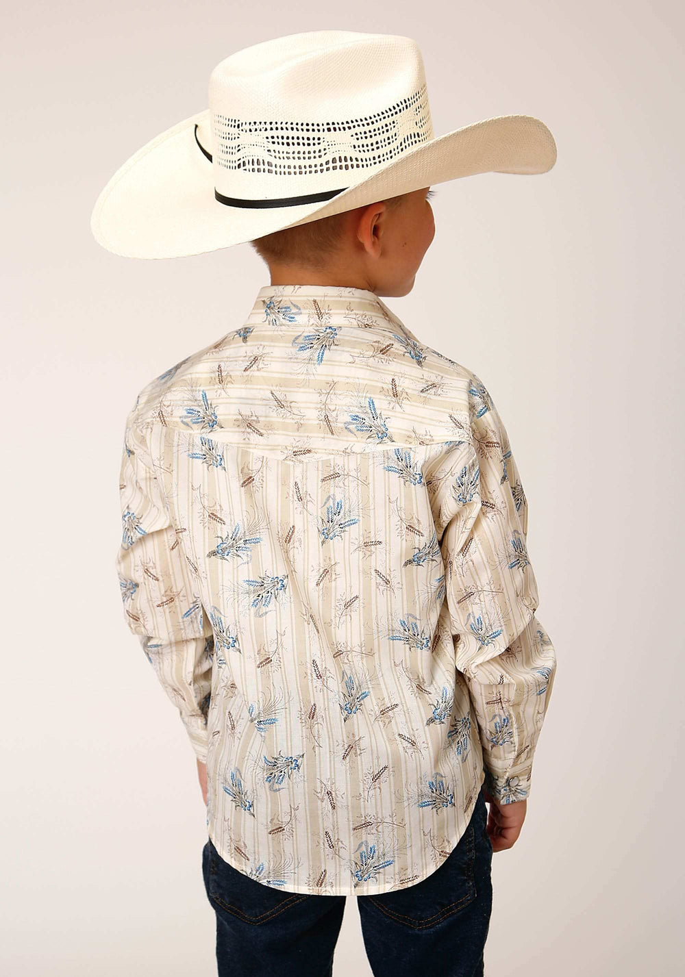 Roper Boys Long Sleeve Snap Vintage Wheat Print Western Shirt - Roper - Flyclothing LLC