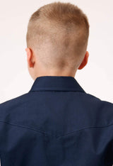Roper Boys Long Sleeve Snap Solid Broadcloth Navy Western Shirt - Roper - Flyclothing LLC