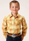 Roper Boys Long Sleeve Snap Yellow And Tangerine Plaid Western Shirt - Roper - Flyclothing LLC