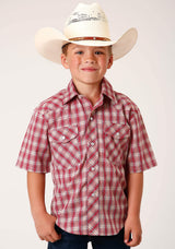 Roper Boys Short Sleeve Snap Red And Multi Colored Small Scale Western Shirt - Roper - Flyclothing LLC