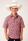Roper Boys Short Sleeve Snap Red And Multi Colored Small Scale Western Shirt - Roper - Flyclothing LLC