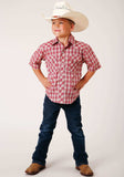 Roper Boys Short Sleeve Snap Red And Multi Colored Small Scale Western Shirt - Roper - Flyclothing LLC