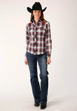 Roper WOMENS LONG SLEEVE SNAP RED BLACK WHITE PLAID WESTERN SHIRT - Roper