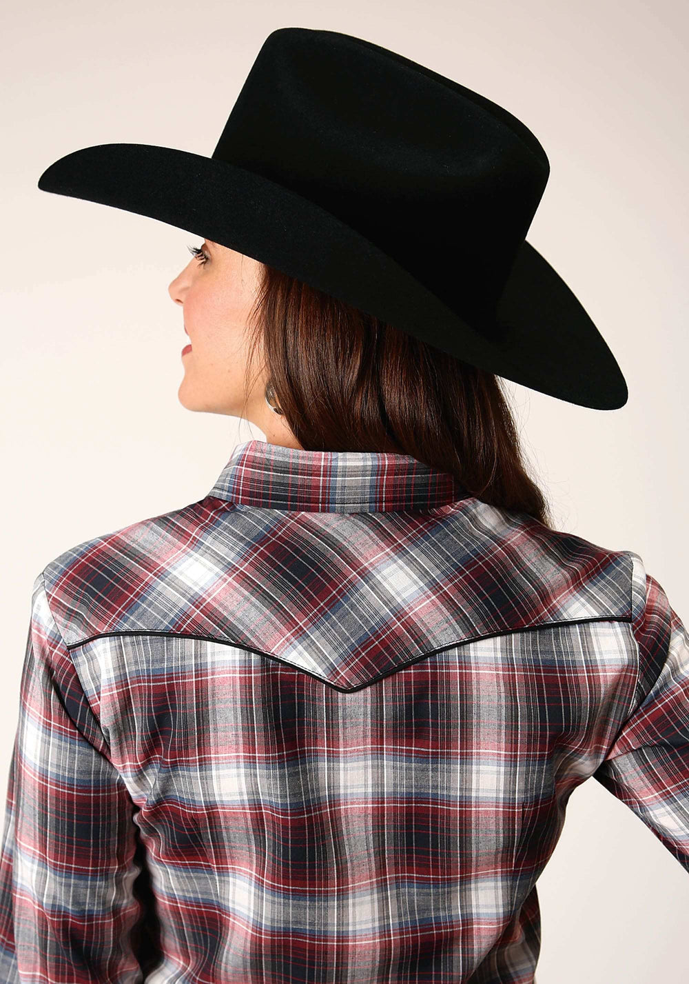 Roper WOMENS LONG SLEEVE SNAP RED BLACK WHITE PLAID WESTERN SHIRT - Roper - Flyclothing LLC