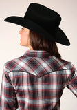 Roper WOMENS LONG SLEEVE SNAP RED BLACK WHITE PLAID WESTERN SHIRT - Roper
