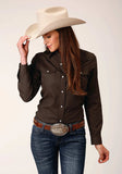 Roper Womens Long Sleeve Snap Solid Broadcloth Deep Choc Brown Western Shirt - Roper - Flyclothing LLC