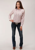 Roper Womens Long Sleeve Snap Wine And Cream Wallpaper Print Western Shirt - Roper