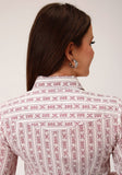 Roper Womens Long Sleeve Snap Wine And Cream Wallpaper Print Western Shirt - Roper