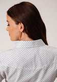 Roper Womens Long Sleeve Snap White Black Grey Teardrop Print Western Shirt - Roper