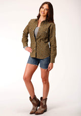 Roper Womens Long Sleeve Snap Brown Turquoise And Cream Mini Floral Print Western Shirt - Roper - Flyclothing LLC