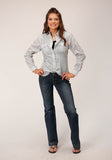 Roper Womens Long Sleeve Snap Multi Blue Mini Floral Print Western Shirt - Roper