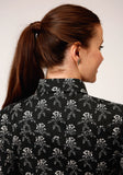 Roper Womens Long Sleeve Snap Black And Cream Floral Print Western Shirt - Roper