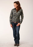 Roper Womens Long Sleeve Snap Vintage Dark Floral Print Western Shirt - Roper