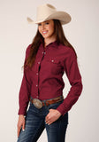 Roper Womens Long Sleeve Snap Solid Broadcloth Deepoly Rayonusset Western Shirt - Roper